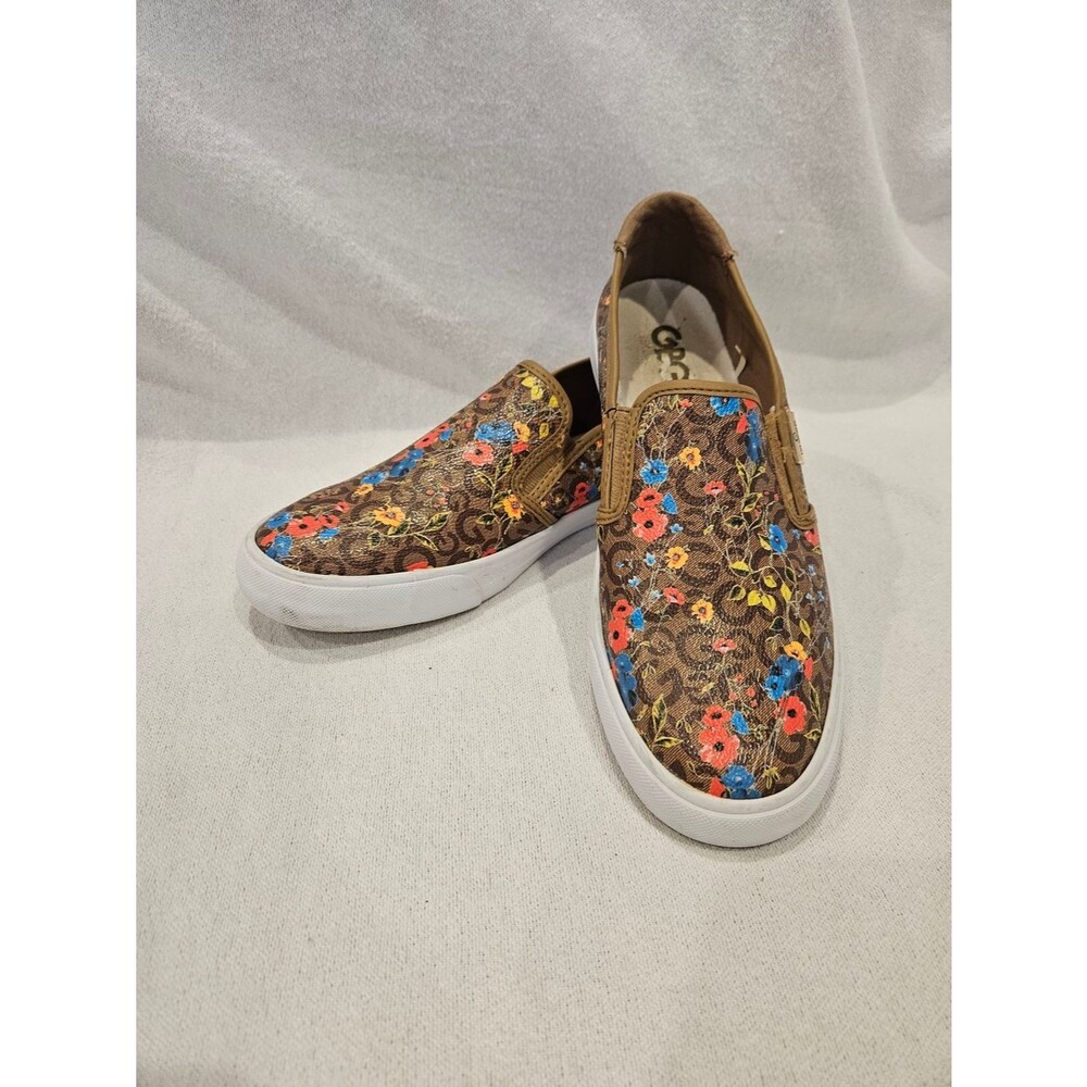 GBG Guess Los Angeles Brown Floral Slip-On Loafers GGBollier-r 8.5